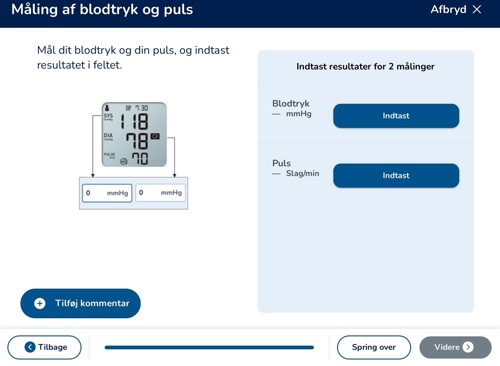 Billeder af måling af blodtryk og puls i Telma-programmet